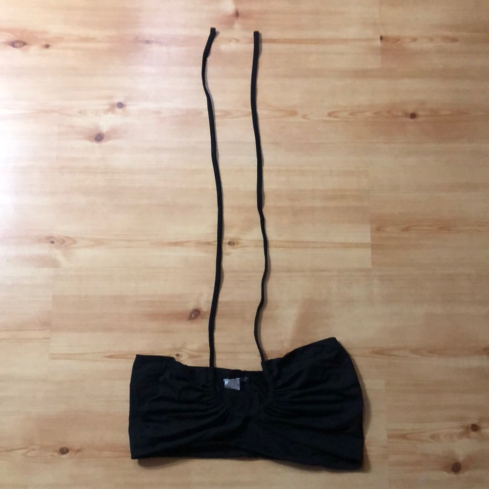 Black SHEIN tie crop top bando
